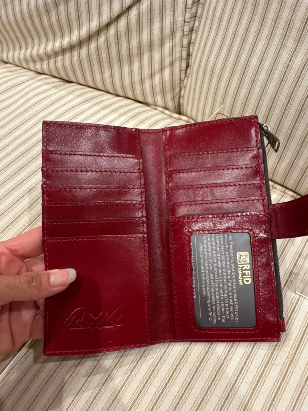 Patricia Nash distress nazari ruby red wallet NWT